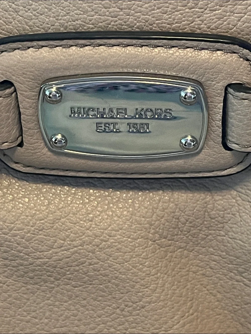 Final price! Michael Kors beige Leather Satchel with Whipstitch Trim